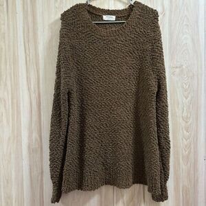 Zenana Brown Long Sleeve Pullover‎ Popcorn EUC Size Large Sweater Soft  Comfy